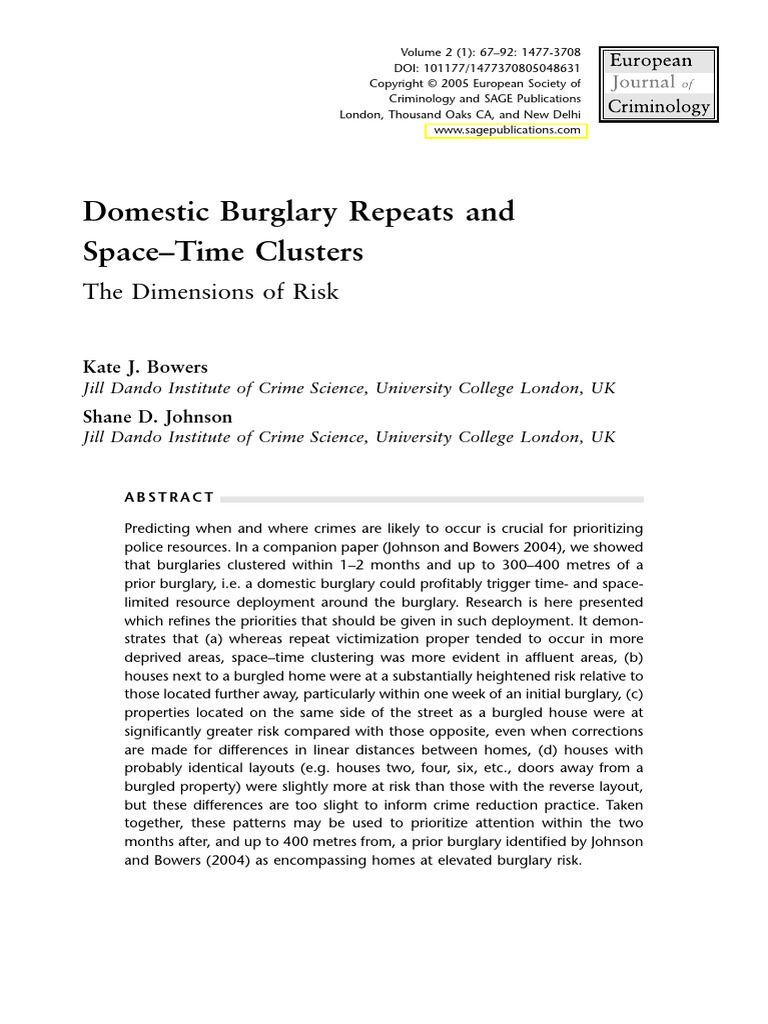 Domestic Burglary Risk Patterns Analysis | PDF | Crimes | Crime & Violence