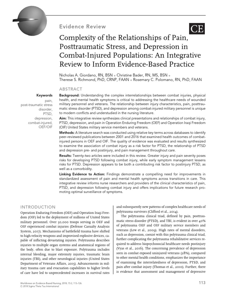 Giordano - Complexity of The Relationships of Pain Posttraumatic Stress ...