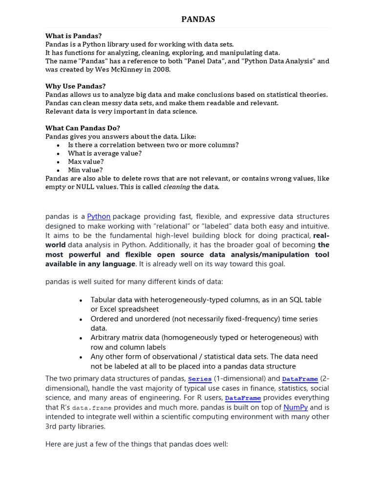 Module 2 - Pandas | PDF