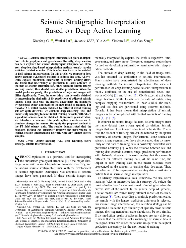 Seismic Stratigraphic Interpretation Based On Deep Active Learning | PDF