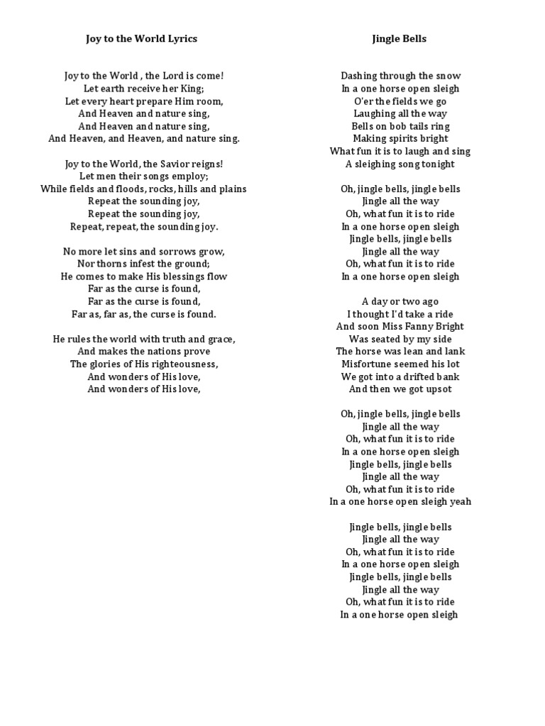 Joy To The World Lyrics | PDF
