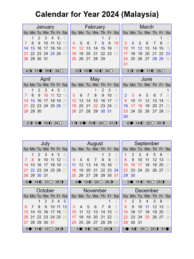 Malaysia 2024 Calendar with Holidays | PDF | Malaysia