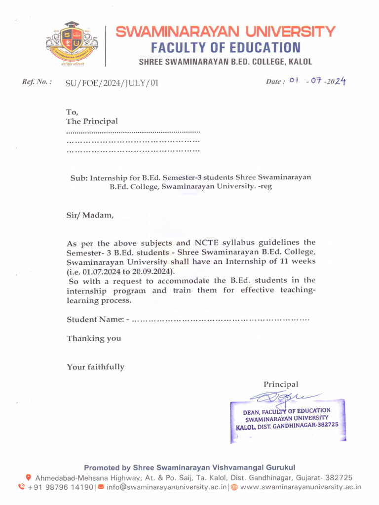 Internship Letter | PDF