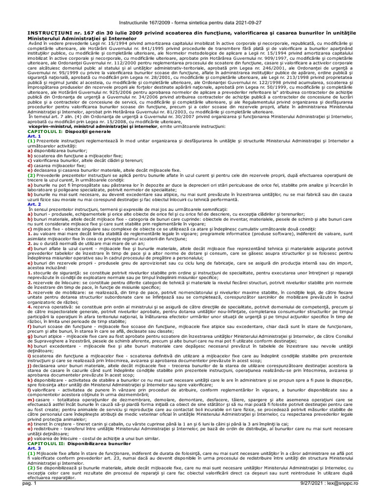 Instructiuni 167 2009 | PDF