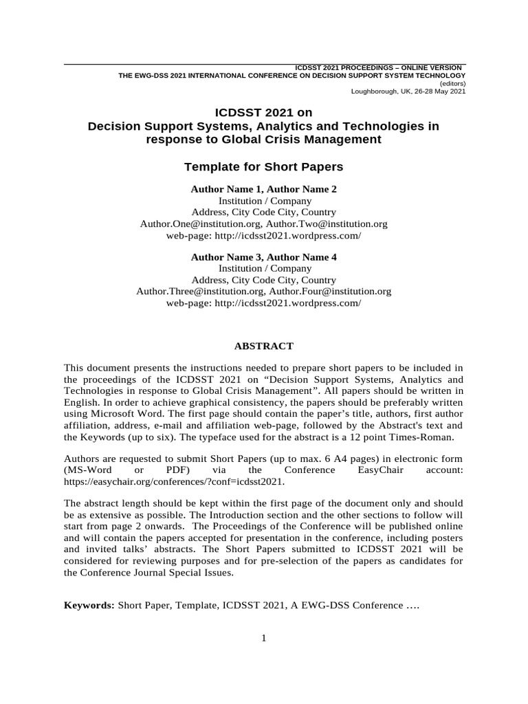 Icdsst 2021 Short Paper Template 1 | PDF
