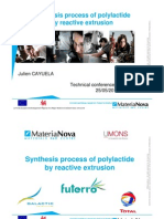 Synthesis Process of Polylactide by Reactive Extrusion: Julien CAYUELA Technical Conference, Ghislenghien 25/05/2011