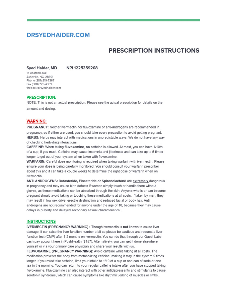 Prescription Instructions | PDF | Caffeine | Wellness