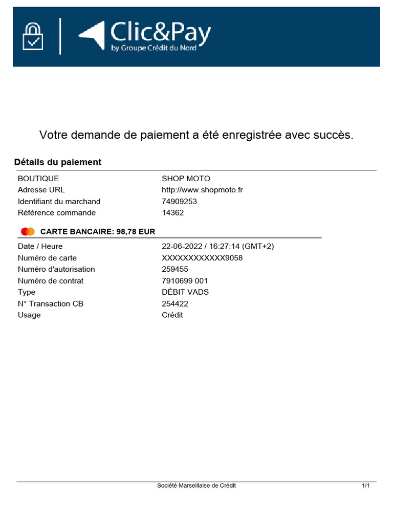 Votre Demande de Paiement A Été Enregistrée Avec Succès.: Détails Du ...