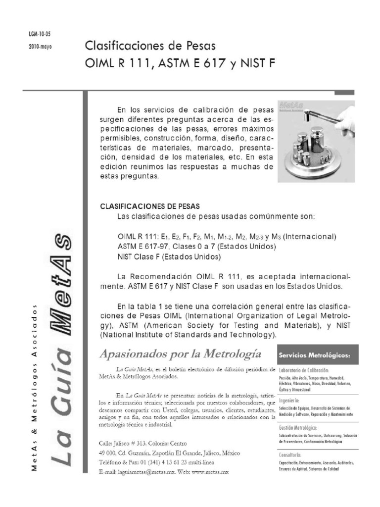 OIML Pesas | PDF