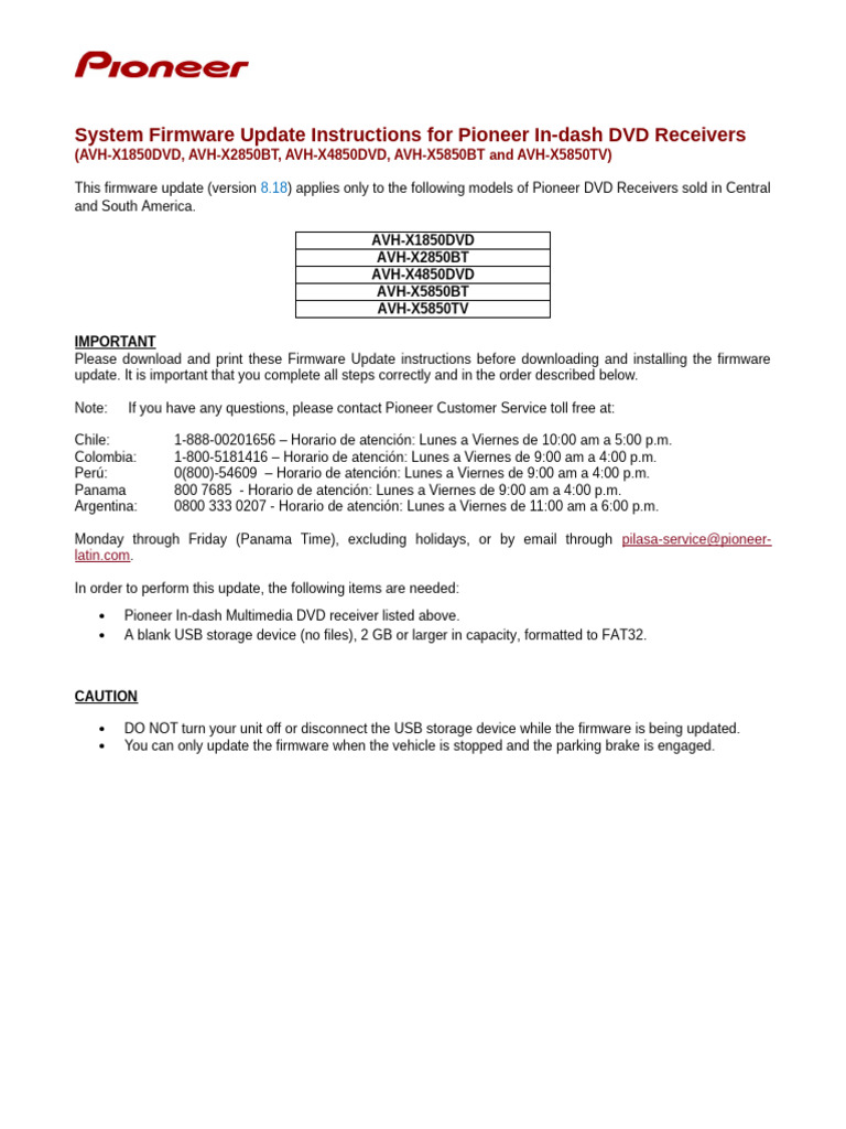 2DIN - FY16 DVD Receiver FW Update Instructions (PILASA) | PDF