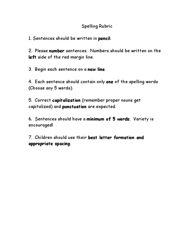 Spelling Rubric Guidelines | PDF | Languages | Language Arts & Discipline