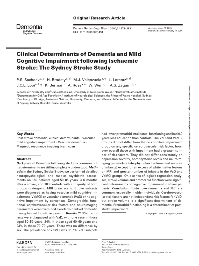 Clinical Determinants of Dementia and Mild | PDF | Wechsler Adult ...