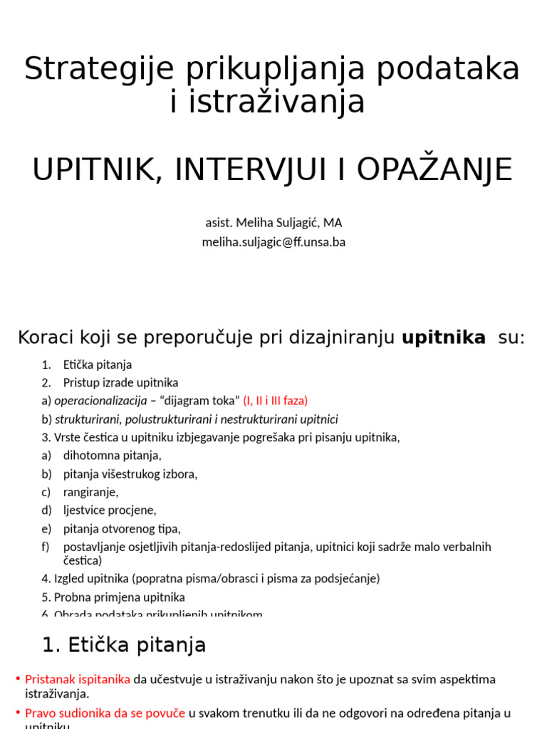 Strategije za dizajn upitnika istraživanja | PDF