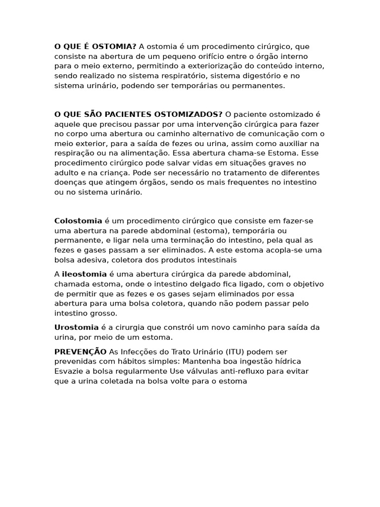 O Que É Ostomia | PDF