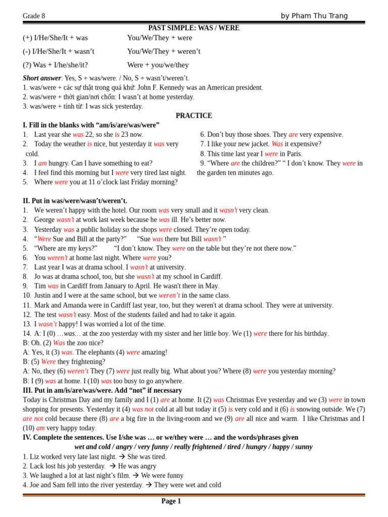 PAST SIMPLE Boi Duon 7 8 1 | PDF
