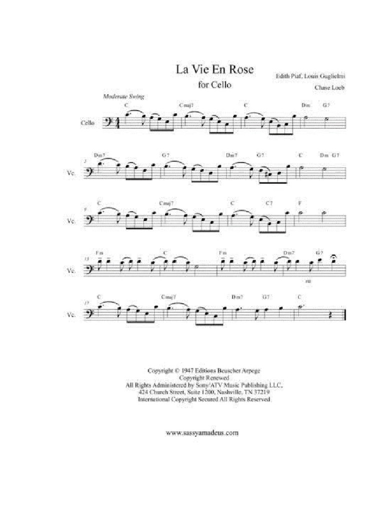 La Vie En Rose Partitura Pdf