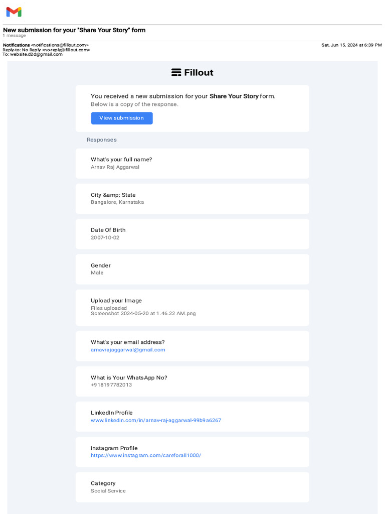 Gmail - New Submission For Your - Share Your Story - Form | PDF | Non ...