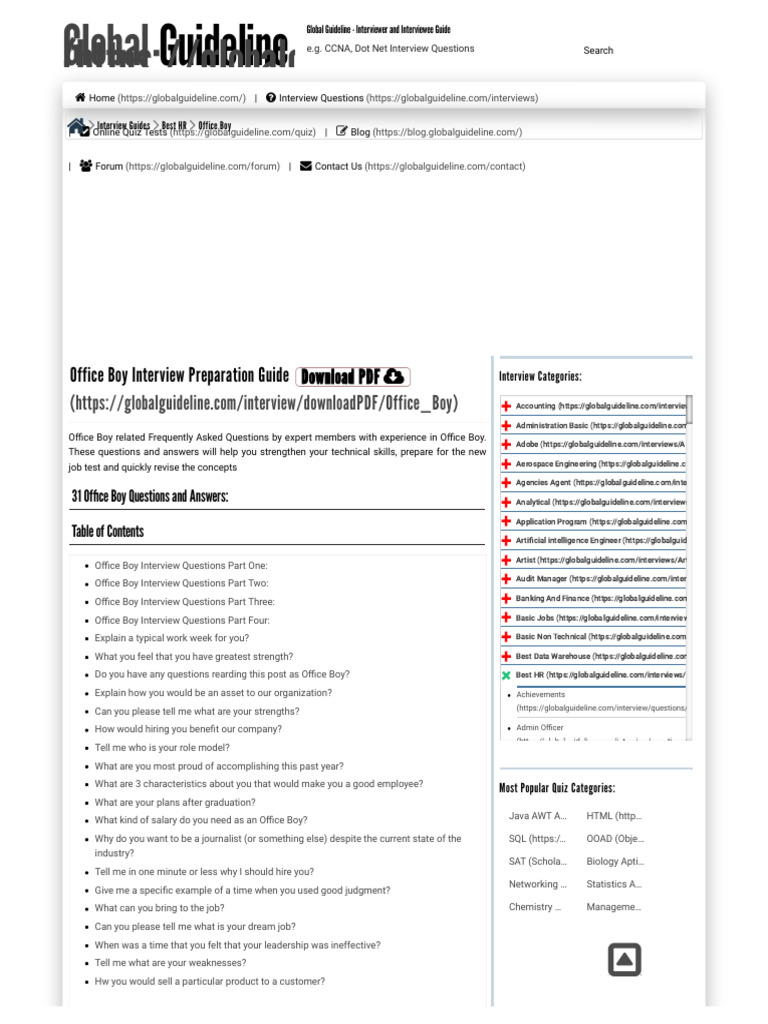School Head Boy Interview Questions And Answers
