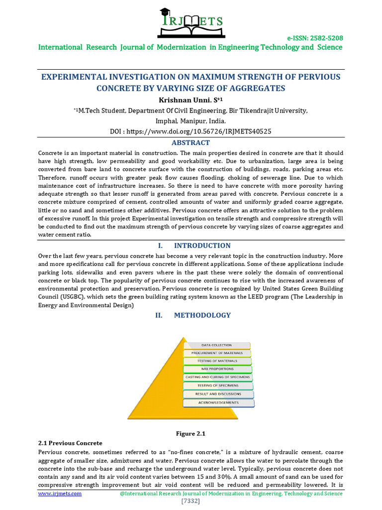 Maximum Strength of Pervious Concrete | PDF | Concrete | Building Materials