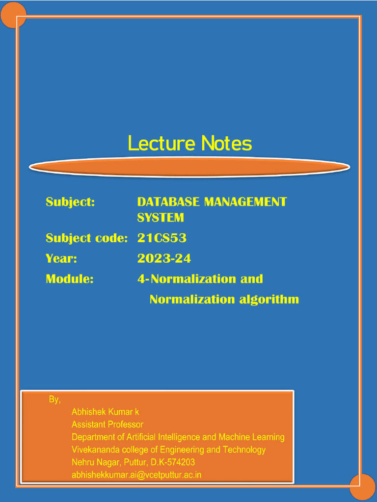 Notes-Dbms-21cs53-Module 4-Abhishek Kumar K-Aiml | PDF