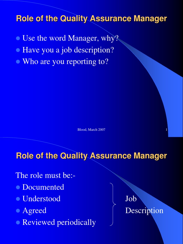 Anatomy of a QA Manager Role | PDF