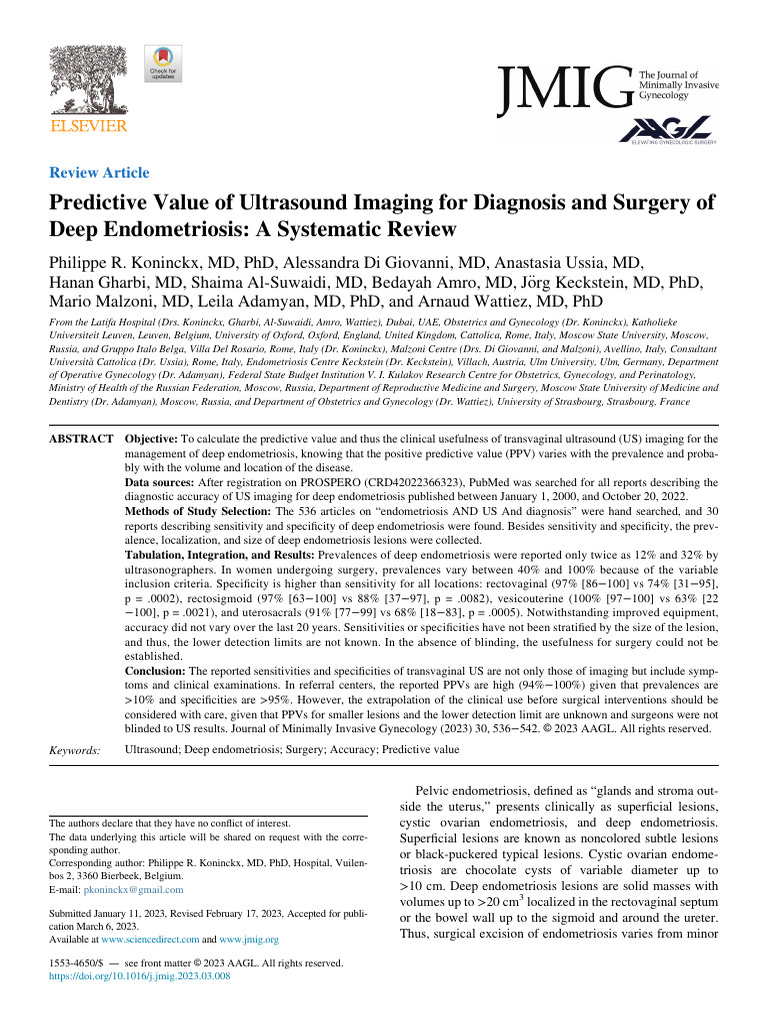Predictive Value of Ultrasound Imaging For Diagnosis and Surgery of ...