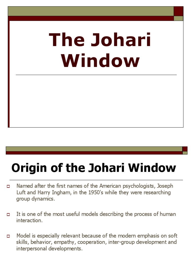 Understanding the Johari Window Model | PDF