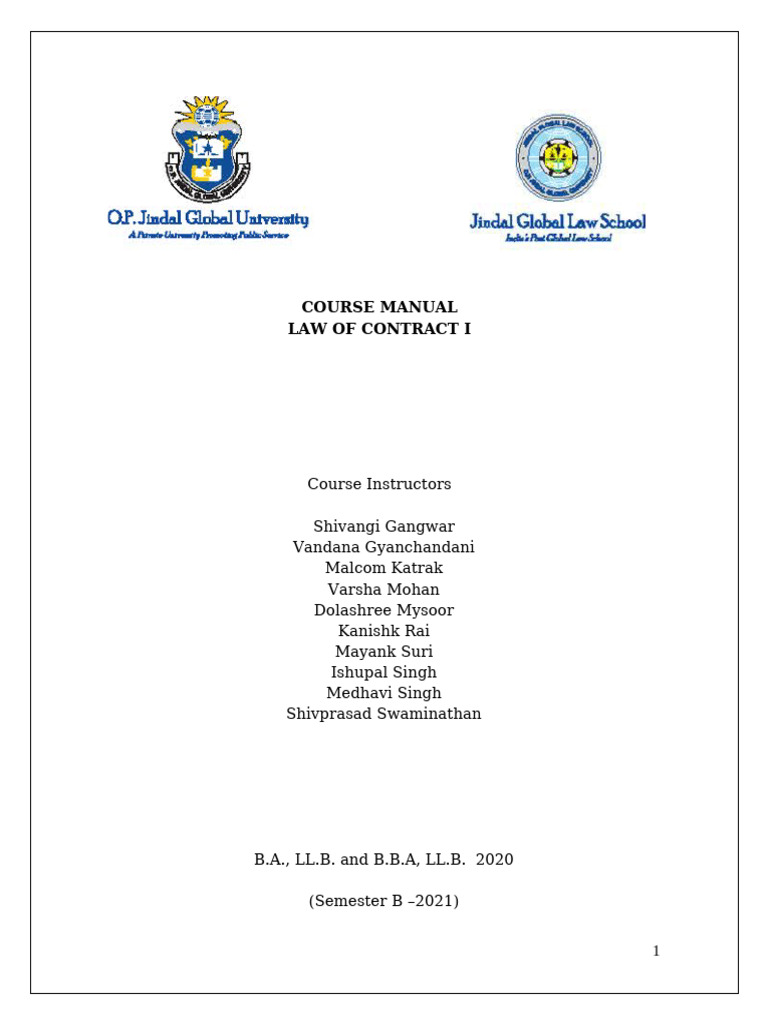 2021 Contract I Course Manual | PDF