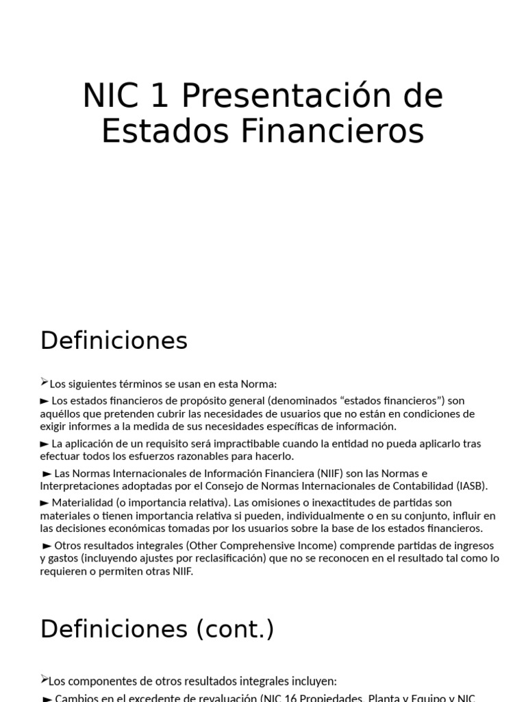 NIC 1 Presentacion de Estados Financieros-VER | PDF