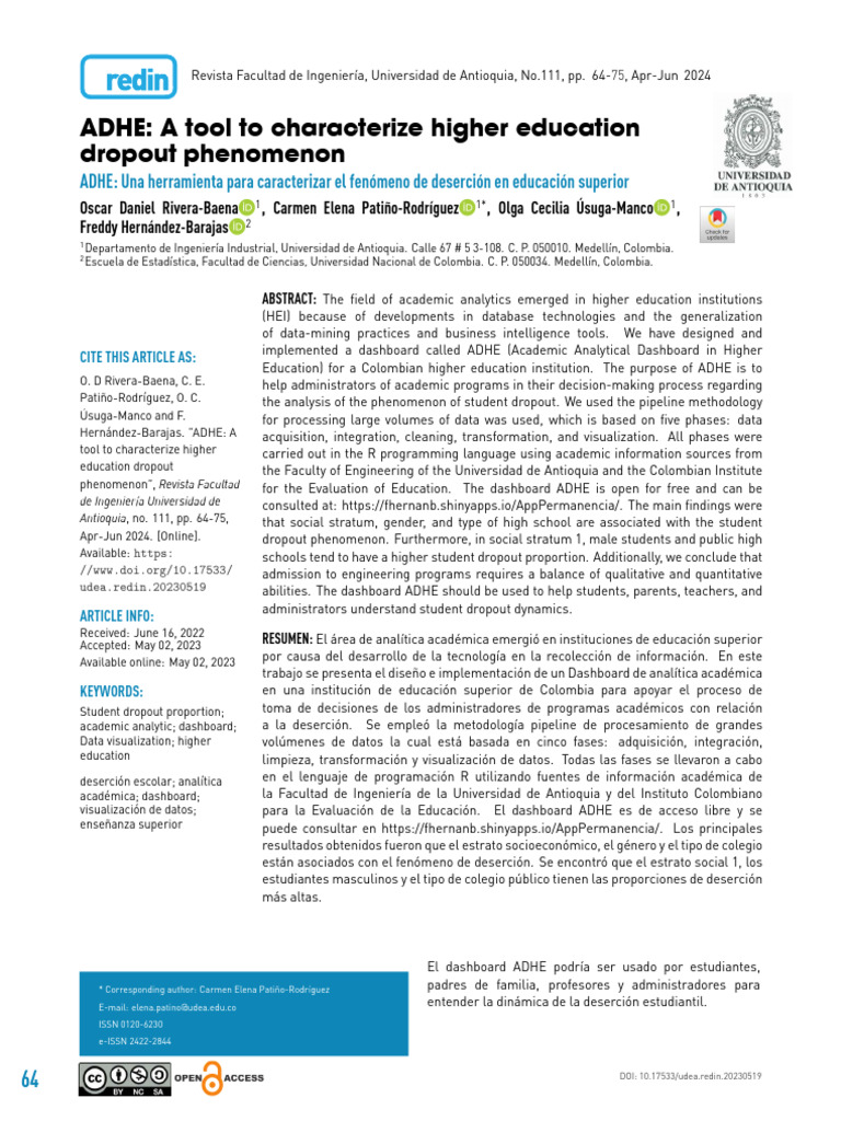 ADHE: A Tool To Characterize Higher Education Dropout Phenomenon | PDF