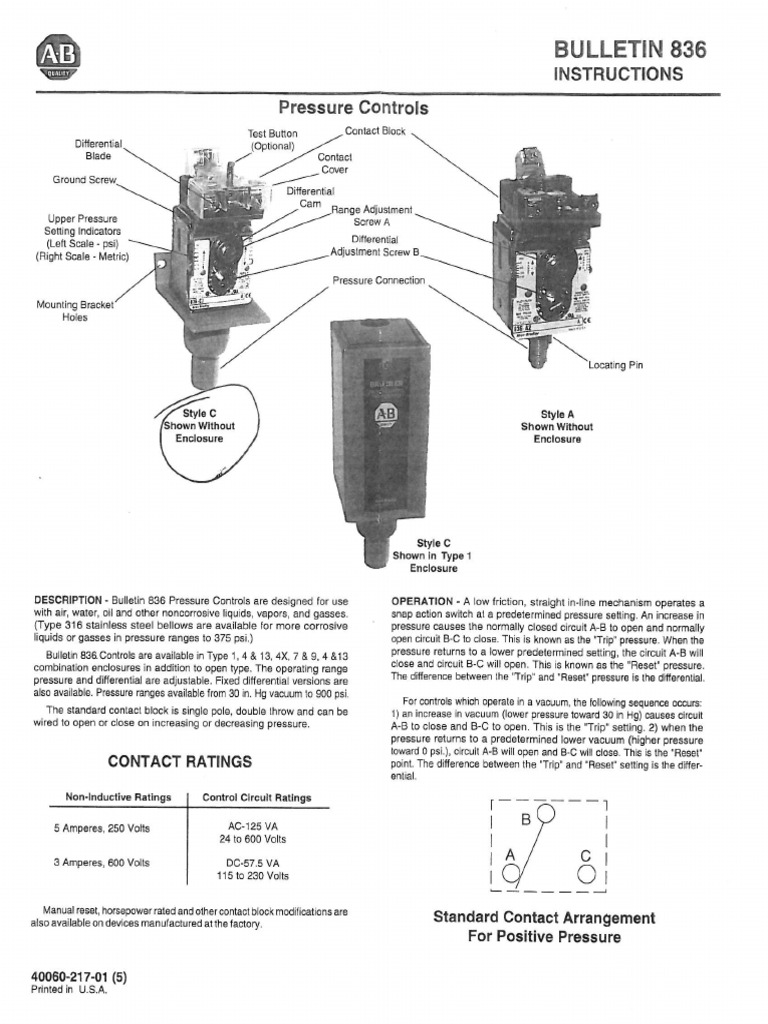 Potable Water Pump - Pressure Switch | PDF