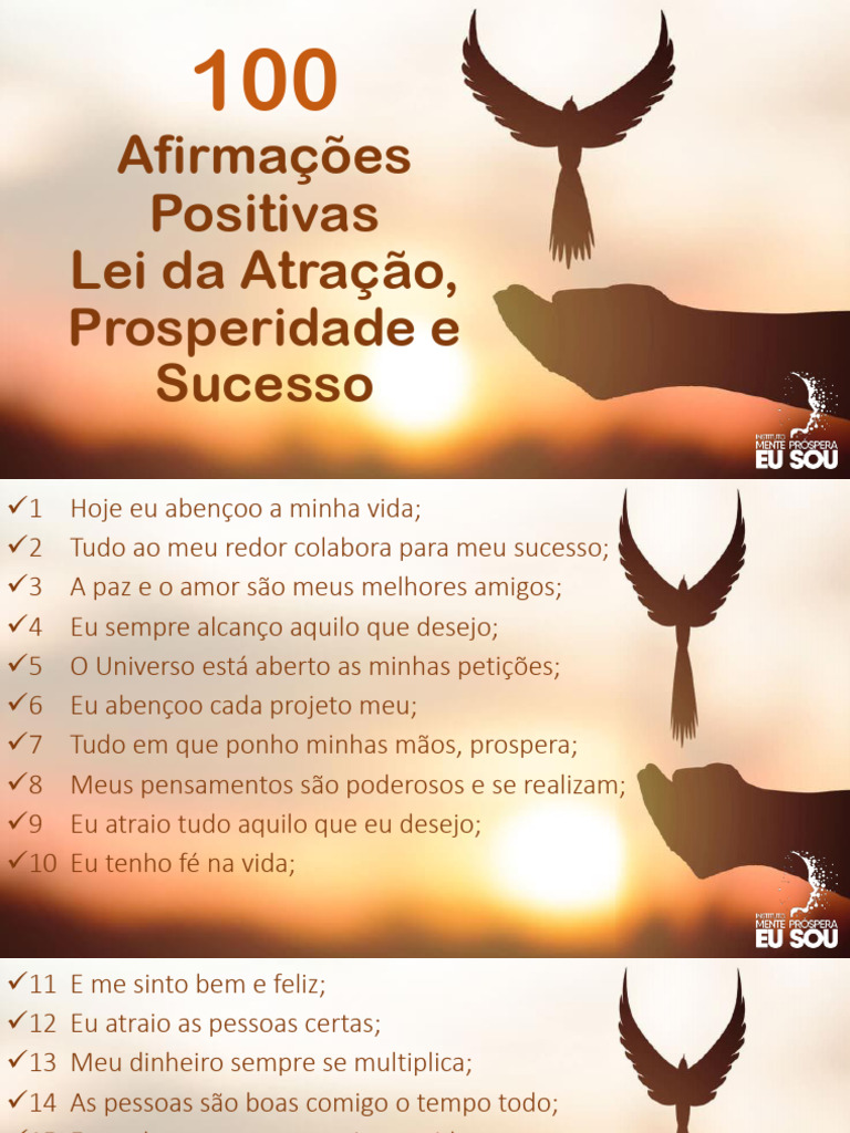 Afirmacoes Positivas Lei Da Atracao Pros | PDF