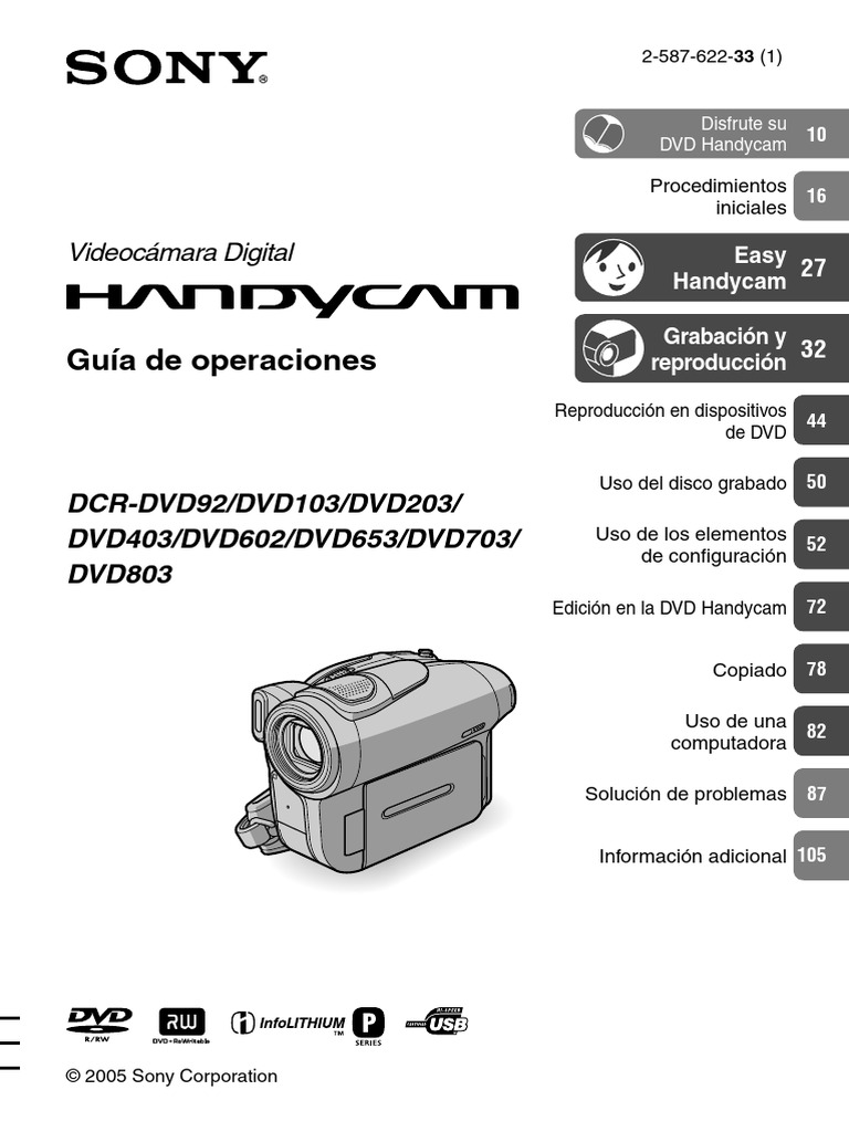 Manual Sony Handycam DVD103 | PDF