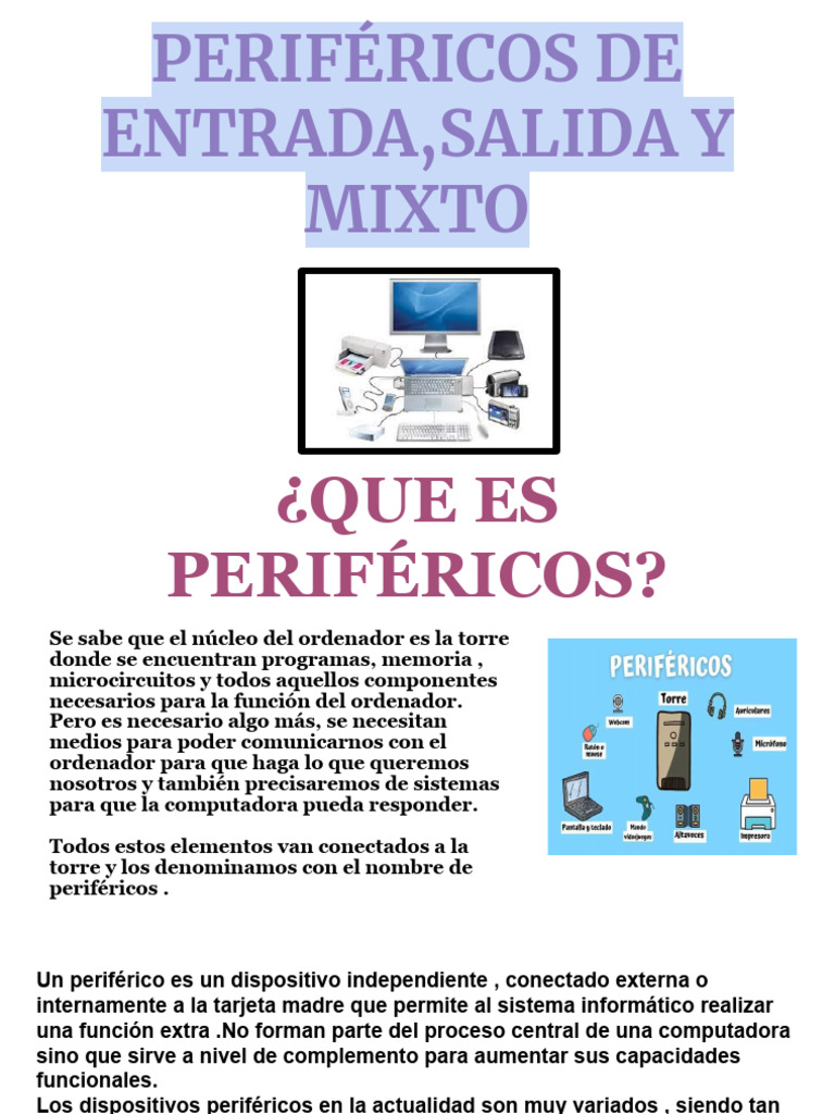 PERIFÉRICOS DE ENTRADA, SALIDA Y MIXTO. Grupo 4 | PDF | Periférico ...