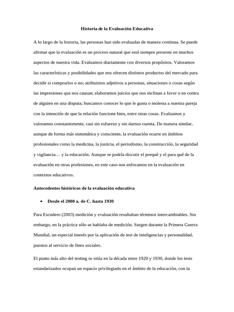 Historia de La Evaluación Educativa-1 | PDF