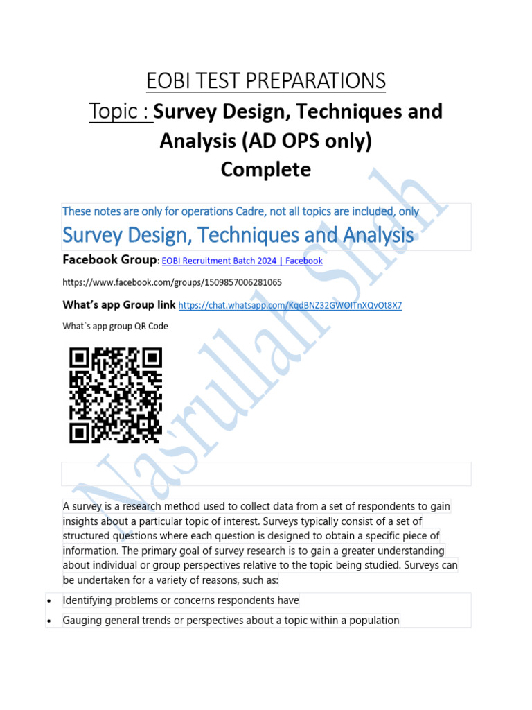 Survey Design, Techniques and Analysis AD Ops Only | PDF