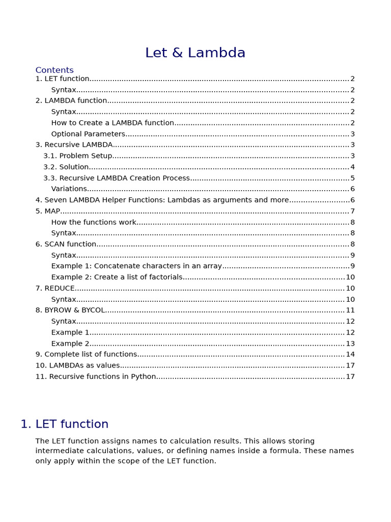Excel LET vs LAMBDA Functions Guide | PDF | Anonymous Function ...