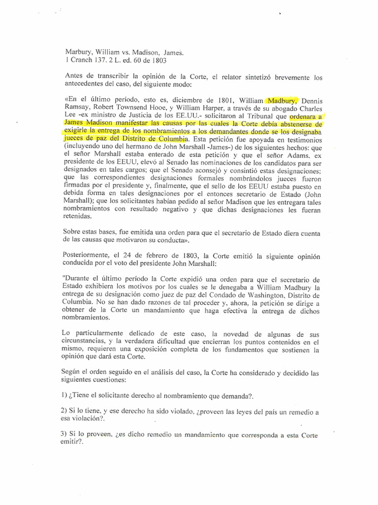 Caso Marbury Vs Madison | PDF