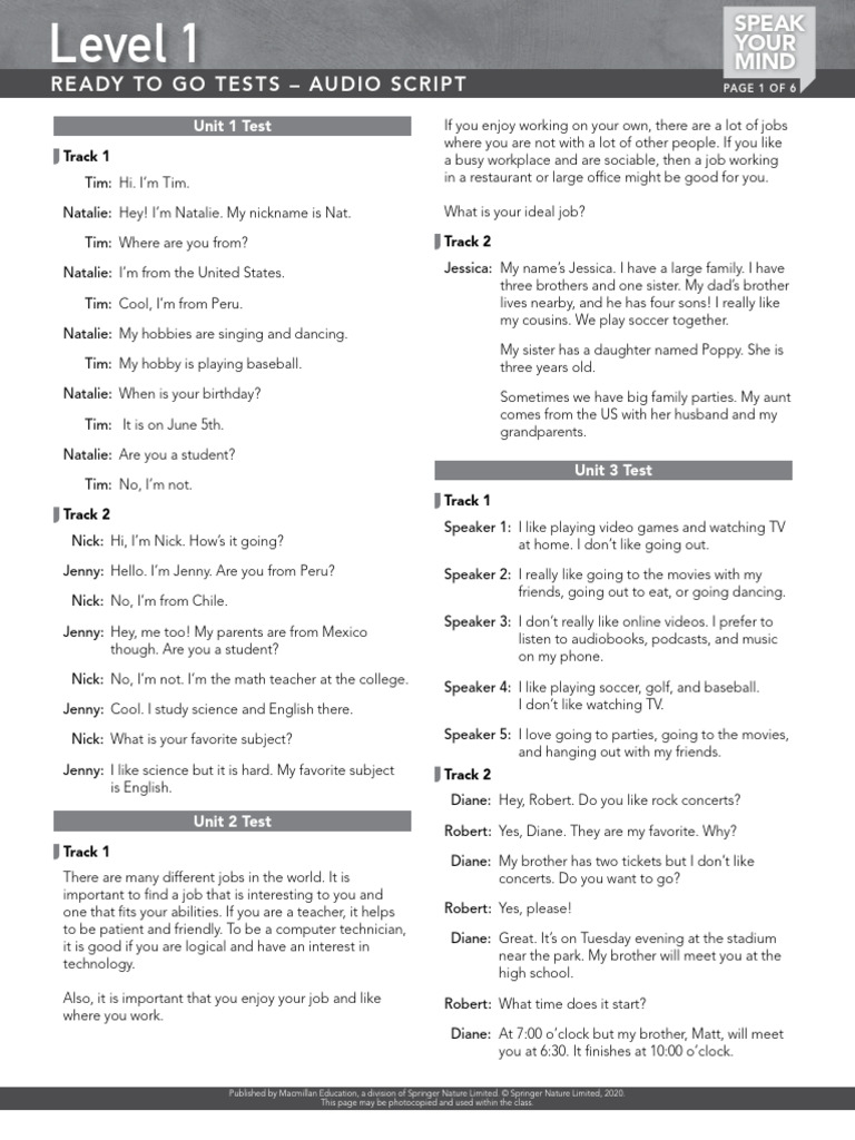 SYM 1 Tests AudioScript | PDF