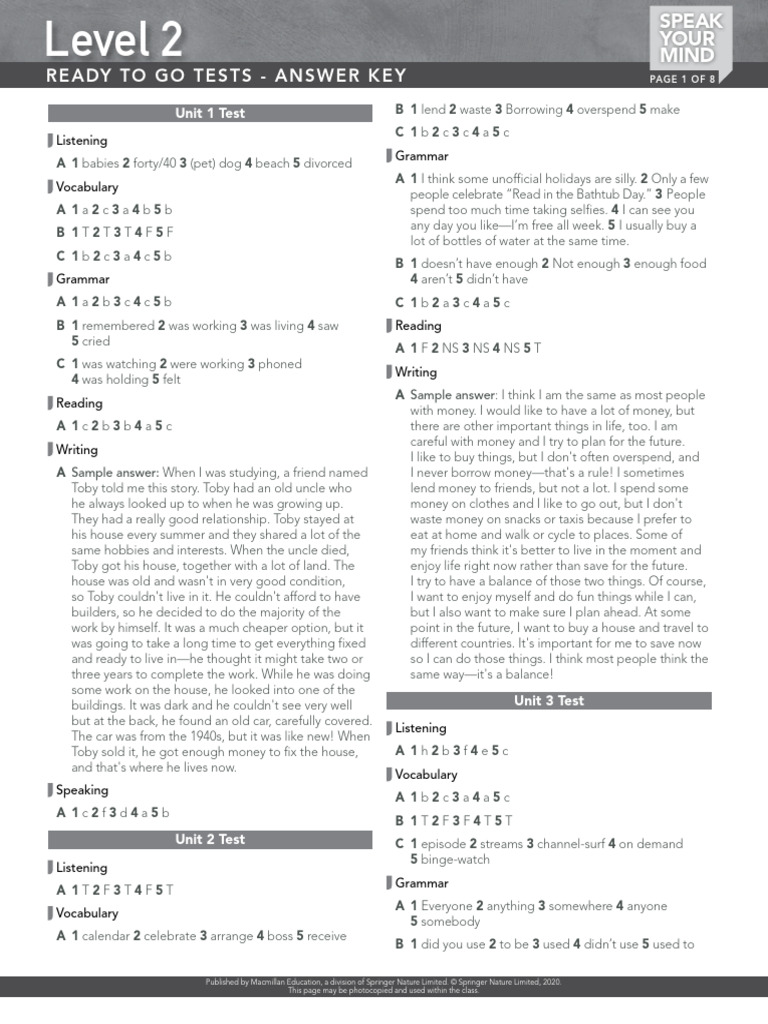 SYM 2 Tests AnswerKey | PDF