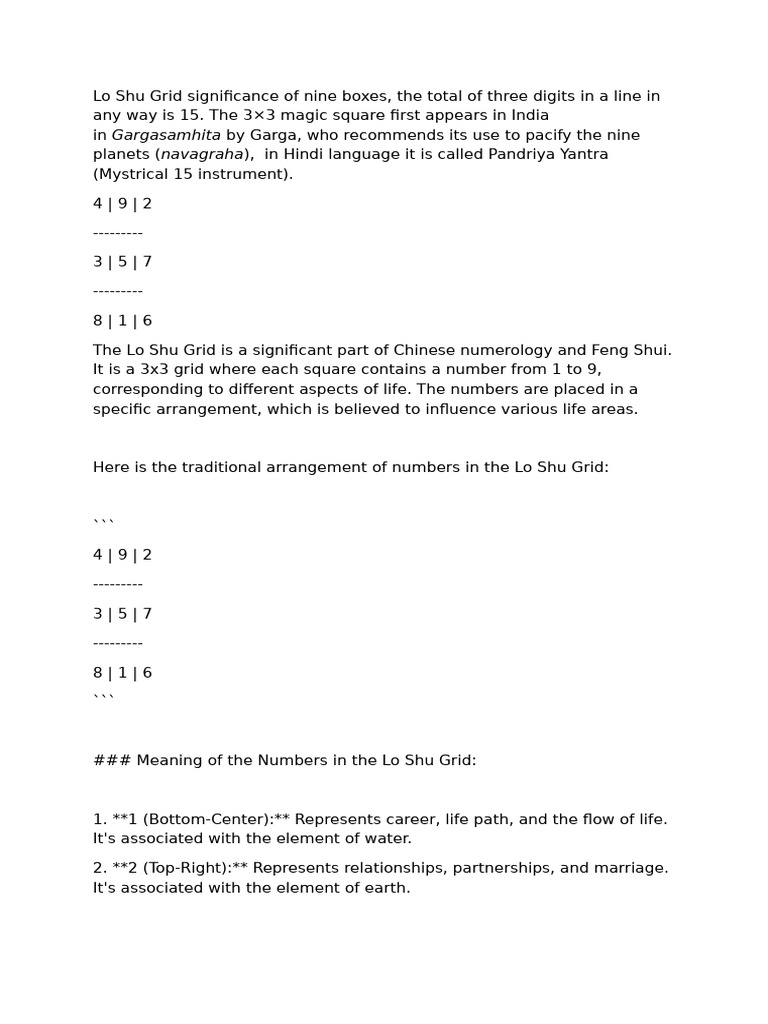Easy Guide For Numerology Lo Shu Grid Pdf