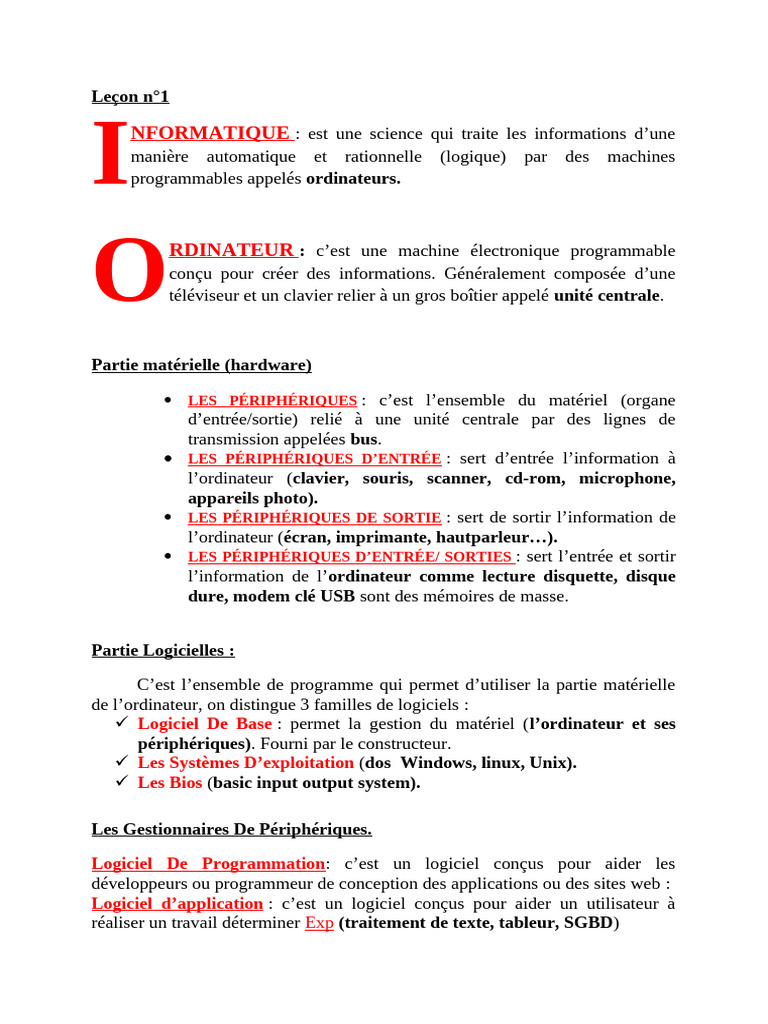 Leçon N1 Pdf