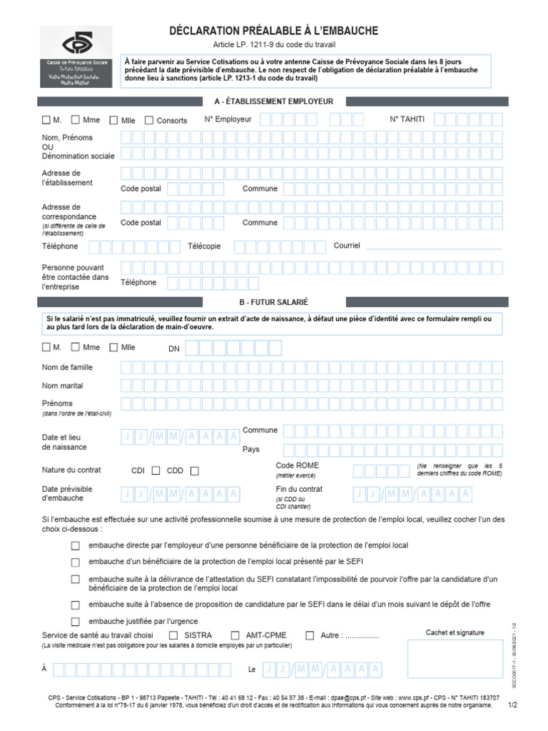 Nouveau Formulaire de Dpae | PDF