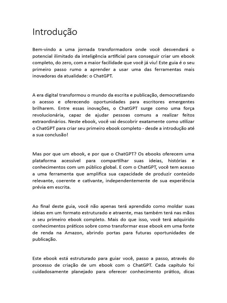 Como Criar Um Ebook Com o ChatGPT | PDF