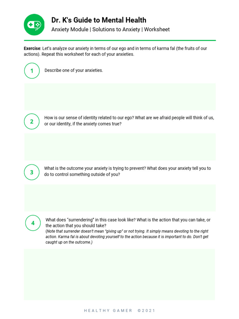 A19 - Solutions To Anxiety - Worksheet | PDF