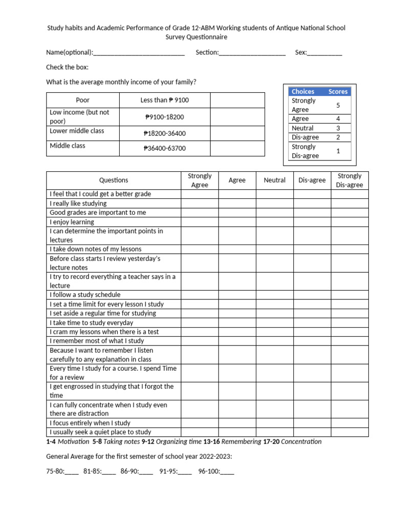 Survey Questionnaire | PDF
