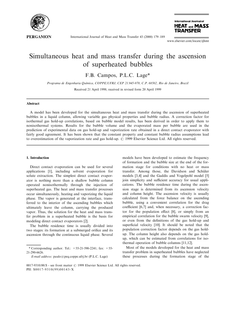 Simultaneous Heat and Mass Transfer During T - 2000 - International ...