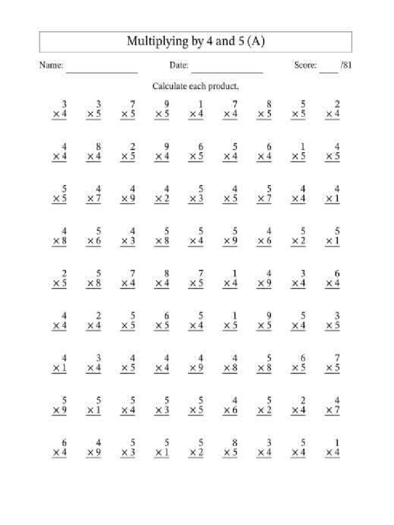 Multiplication Worksheet | PDF