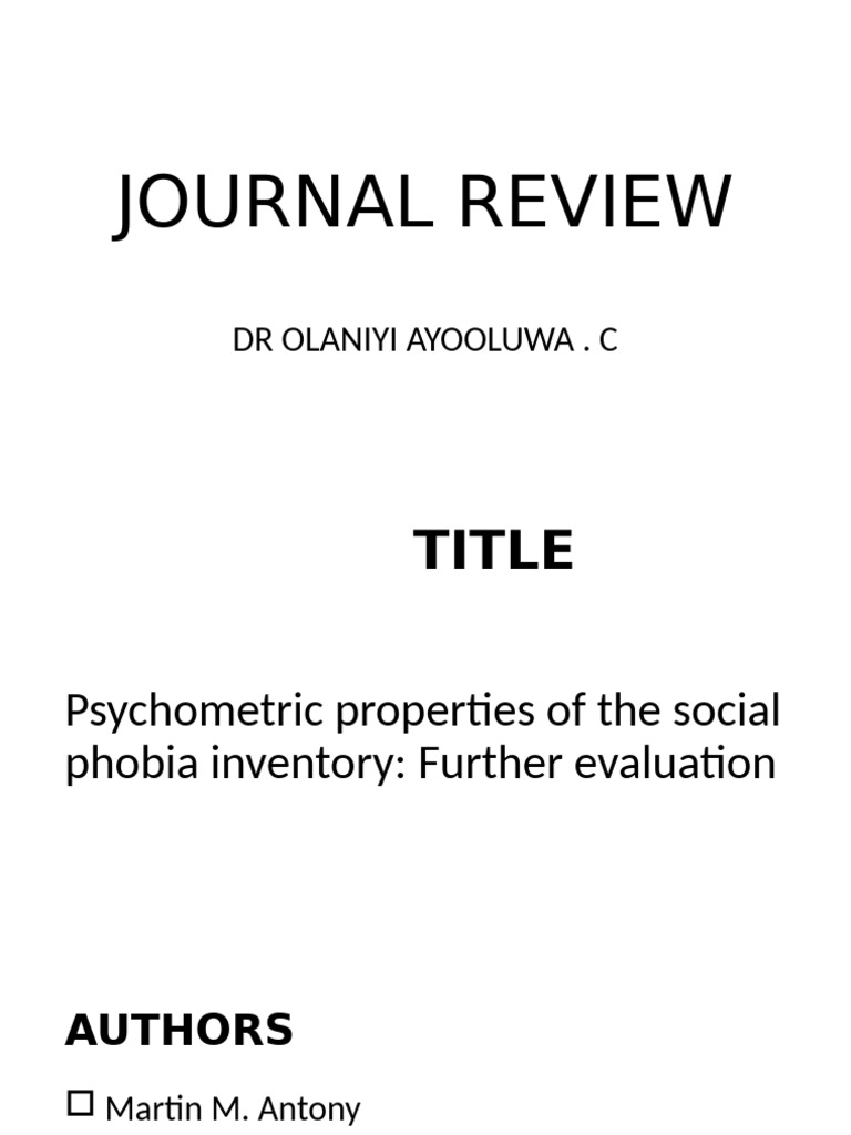 Evaluating Social Phobia Inventory Validity | PDF | Social Anxiety ...