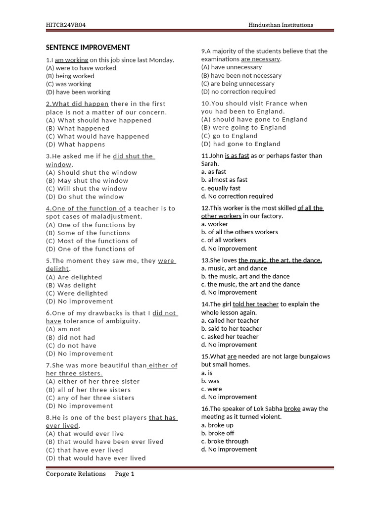Sentence Improvement v5 | PDF